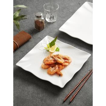 造器高階感正方形白色中式糕點茶點酒店特色餐具陶瓷家用菜盤盤子