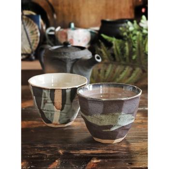 日本原裝進口 手工黑銀彩流云十草咖啡杯 陶制復古日式餐具陶瓷杯