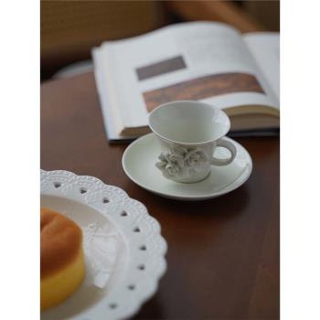 咖啡杯陶瓷下午茶紅茶法英式復古浮雕純手工杯碟歐式花茶杯點心碟