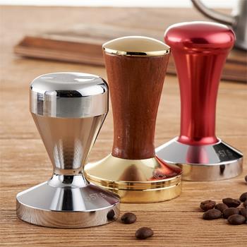 不銹鋼壓粉器意式半自動咖啡機配套木柄鍍金鍍紅手工壓咖啡粉器具