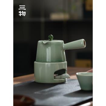 三物松青釉日式陶瓷蠟燭煮茶爐溫茶爐酒精燈加熱爐子溫茶器煮茶壺