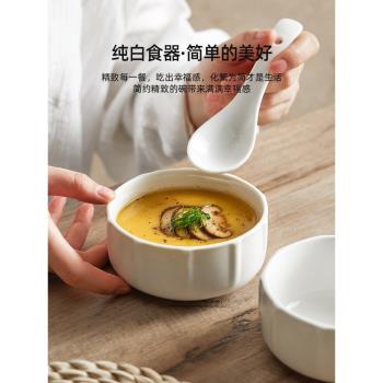 白色陶瓷吃米飯碗家用單個小湯勺盤子湯麵碗大號日式酸菜魚大盆碗