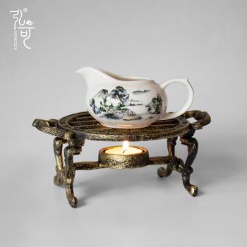 新中式加熱底座玻璃茶壺溫茶器道茶具蠟燭加熱爐鑄鐵煮茶器煮茶爐