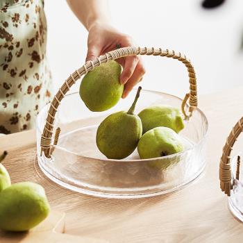 北歐玻璃果盤客廳家用零食點心盤創意茶幾水果盤輕奢風水果籃冰桶