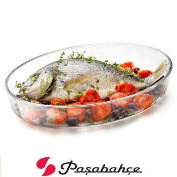 進口透明鋼化玻璃烤盤耐熱橢圓形烘焙烤箱微波爐烤魚盤家用餐吧碟
