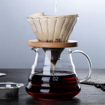 高硼硅玻璃手沖咖啡壺套裝咖啡濾杯過濾器美式分享壺家用云朵壺