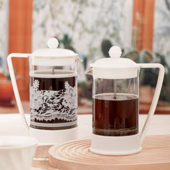 1000ml大容量法式咖啡壺玻璃手沖壺法壓壺家用打奶泡不銹鋼濾芯