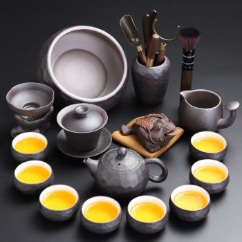陶福氣 黑陶功夫茶具套裝 家用日式整套泡茶壺茶杯茶海茶具套裝組