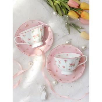 ins溫柔法式玫瑰兔子陶瓷咖啡杯碟 家用下午茶杯碟套裝浪漫禮物