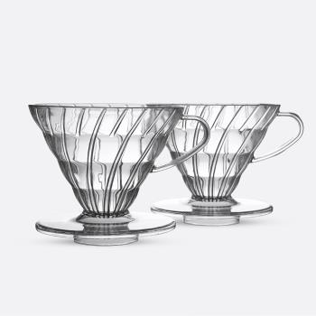 V60樹脂透明過濾杯手沖濾杯咖啡錐形簡約螺旋導流滴濾杯配套器具