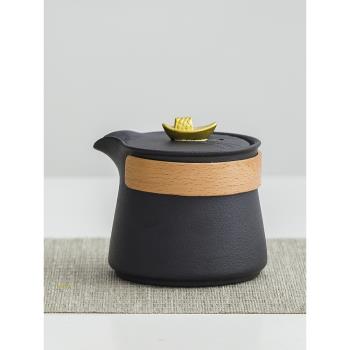 茶壺黑陶手抓泡茶器中式家用陶瓷功夫茶具單個正品防燙單壺不燙手