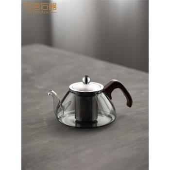 左茗右器玻璃茶壺家用茶具泡茶壺茶水分離透明灰易泡壺紅茶泡茶器