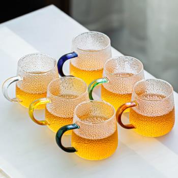 瓷牌茗錘紋玻璃杯ins風格家用茶杯個人專用泡茶杯子喝水杯啤酒杯