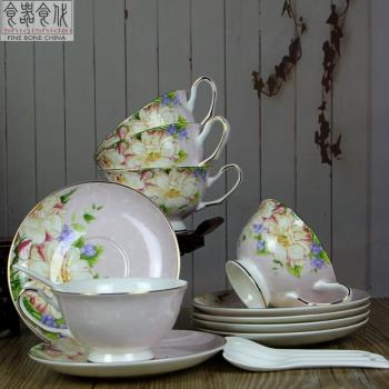 食器食代歐式田園骨瓷咖啡杯家用英式下午茶陶瓷小資紅茶杯碟套裝