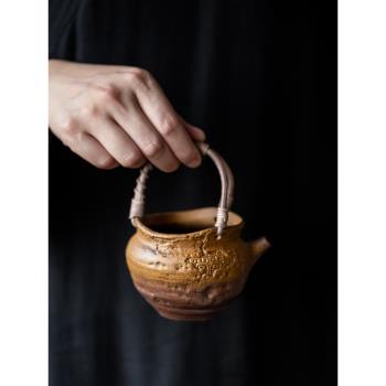 碌心 粗陶醬釉提梁公道杯 中式復古家用分茶器 茶壺分杯品茗茶海