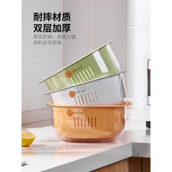 ins新款洗菜盆瀝水籃廚房家用雙層洗水果盤客廳茶幾汲濾水淘菜盆