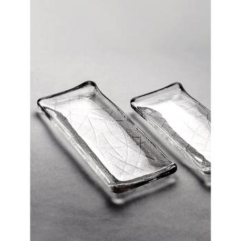 九土創意玻璃盤子透明長方形日式料理擺盤家用魚盤平盤壽司盤餐具