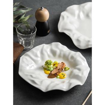 盤子菜盤家用特別好看的酒店餐具高級感白色異形特色創意水果果盤