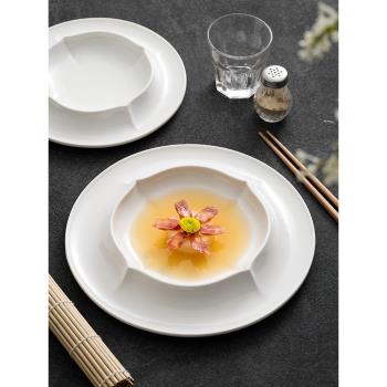 盤子高級感陶瓷菜盤意面盤輕奢中式酒店陶瓷創意餐具湯盤西餐餐盤