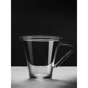 九土意式濃縮咖啡杯手工玻璃透明咖啡杯簡約帶把杯子咖啡機用杯