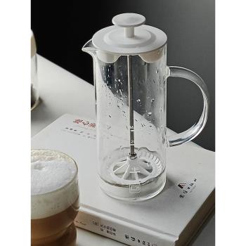 打奶泡機家用手動玻璃奶泡壺咖啡牛奶拉花攪拌奶蓋打發奶泡杯器