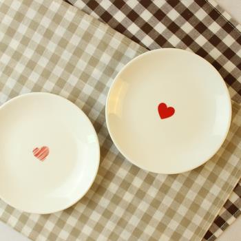 愛心盤 桃心盤陶瓷盤子早餐盤蛋糕盤 圓形餐盤6/7/8/9寸zakka餐具