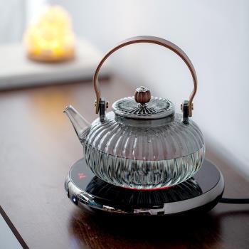 電陶爐蒸煮茶壺灰色加厚玻璃耐高溫燒水壺家用茶具煮茶器茶具套裝