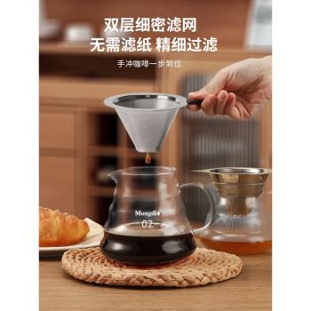 Mongdio咖啡過濾漏斗咖啡濾網不銹鋼手沖咖啡濾杯超細咖啡過濾器