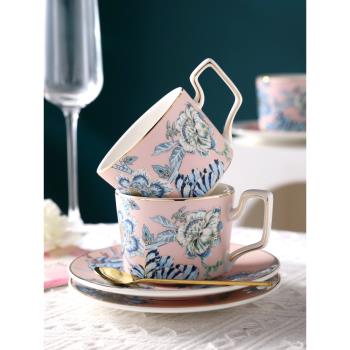中式水墨青花復古陶瓷小奢華咖啡杯套裝咖啡杯碟精致茶杯咖啡杯