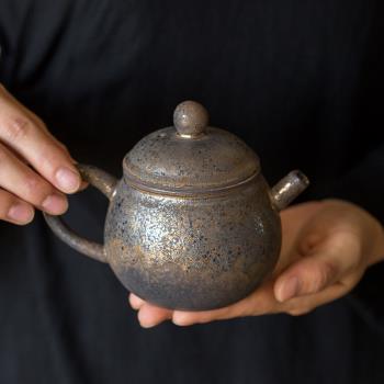 碌心 復古風直把壺 中式窯變鐵釉茶壺 家用單壺 功夫茶具泡茶壺