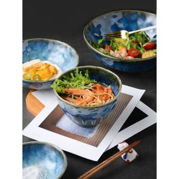 多美然創意日式面碗窯變陶瓷果蔬沙拉碗大號湯碗復古甜品碗早餐碗