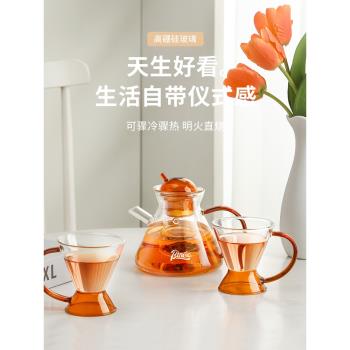 玻璃花茶壺蠟燭加熱家用泡茶煮茶爐水果茶壺套裝小杯子下午茶茶具