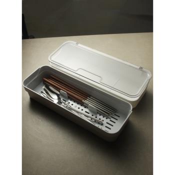 加長收納盒筷子勺子瀝水架 餐具筷子筒簍帶蓋防塵 簡約多功能廚房