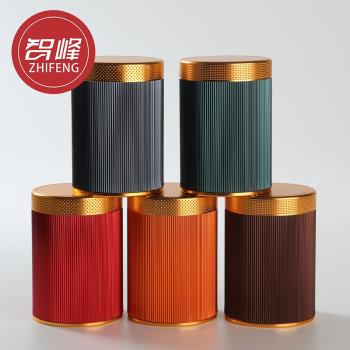 中式茶葉精致鈦合金罐禮品盒紅色正山小種大紅袍高山茶私房茶智峰