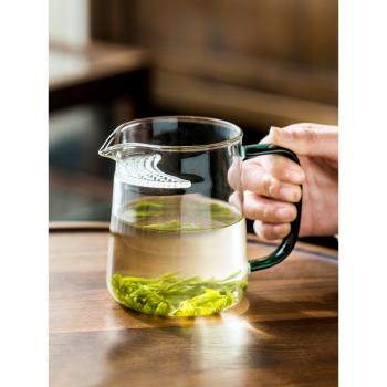 一品工坊公道杯茶漏一體月牙杯過濾玻璃泡茶壺分茶器綠茶杯泡茶器