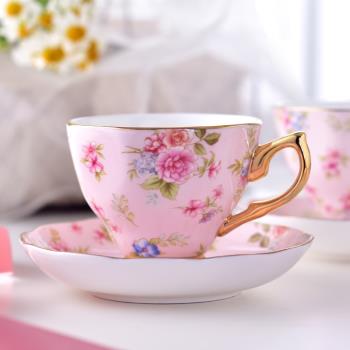 骨瓷紅茶杯碟陶瓷英式優雅下午茶花茶杯具套裝咖啡杯歐式小奢華