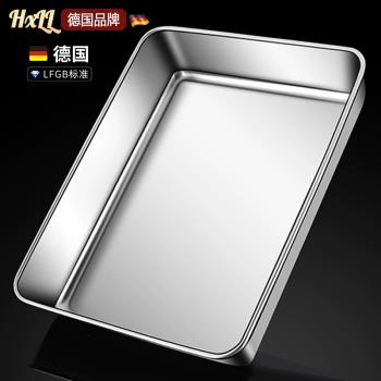 不銹鋼方型盆長方形鐵盒子帶蓋收納盒特大託盤子蒸盆商用食品級鐵