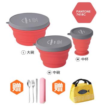 旅行戶外便攜折疊矽膠杯折疊碗戶外餐具折疊杯碗露營裝備餐具