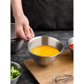 304不銹鋼料理碗家用瀝水網籃帶刻度迷你打蛋盆烘焙水果沙拉備菜