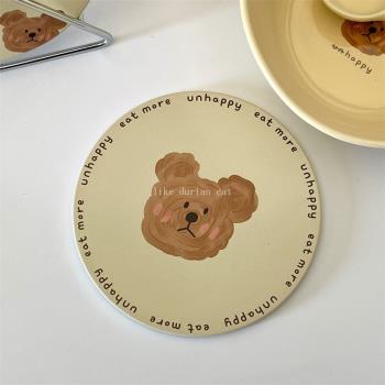 可愛韓國創意隔熱墊子卡通小熊防燙餐墊碗盤鍋墊廚房圓形陶瓷杯墊