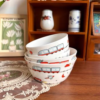 北府 小火車兒童卡通骨瓷小碗米飯碗面碗湯碗可愛家用陶瓷餐具