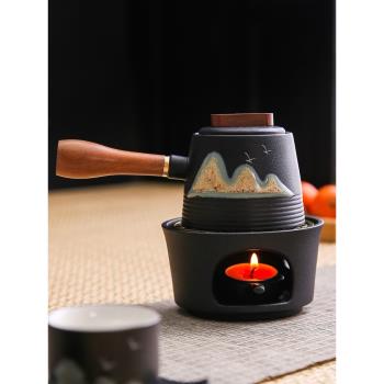 粗陶蠟燭煮茶溫茶爐復古明火家用日式暖茶爐加熱底座茶壺保溫套裝