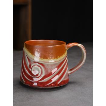 創意咖啡杯子家用粗陶馬克杯茶杯水杯日式復古陶瓷杯拉花杯拿鐵杯