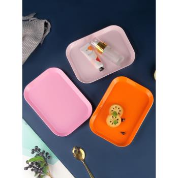 密胺小托盤長方形塑料彩色兒童零食盤可愛幼兒園水果盤家用點心盤