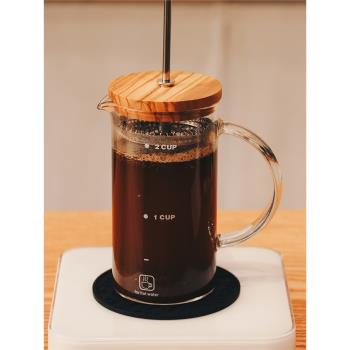 手工制橄欖木 400ml法壓壺800ml高硼硅透明玻璃 手沖復古咖啡壺