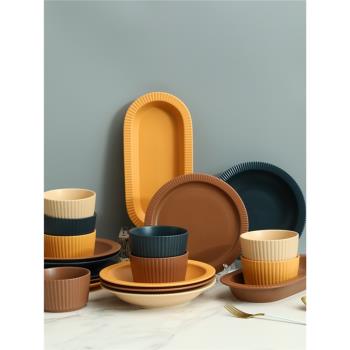 高顏值純色餐具 家用碗碟套裝2022新款盤子碗北歐ins碗盤碗筷組合
