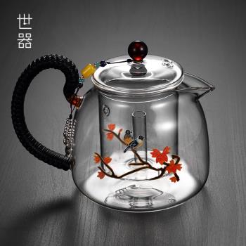 景泰藍煮茶器玻璃蒸煮茶壺燒水壺電陶爐大容量耐熱泡茶爐家用套裝
