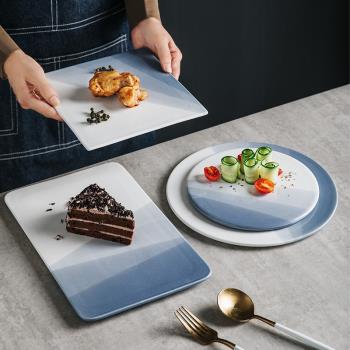陶瓷家用盤子北歐風格長方形壽司平盤商用西餐餐廳蛋糕甜品平板盤