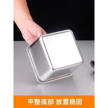 正方形不銹鋼盆帶蓋容器小號四方盒子擺攤專用平底加深果醬醬料桶