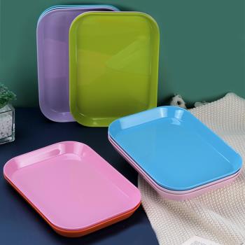 家用骨碟小托盤果盤長方形塑料水果盤客廳創意兒童零食盤點心盤子